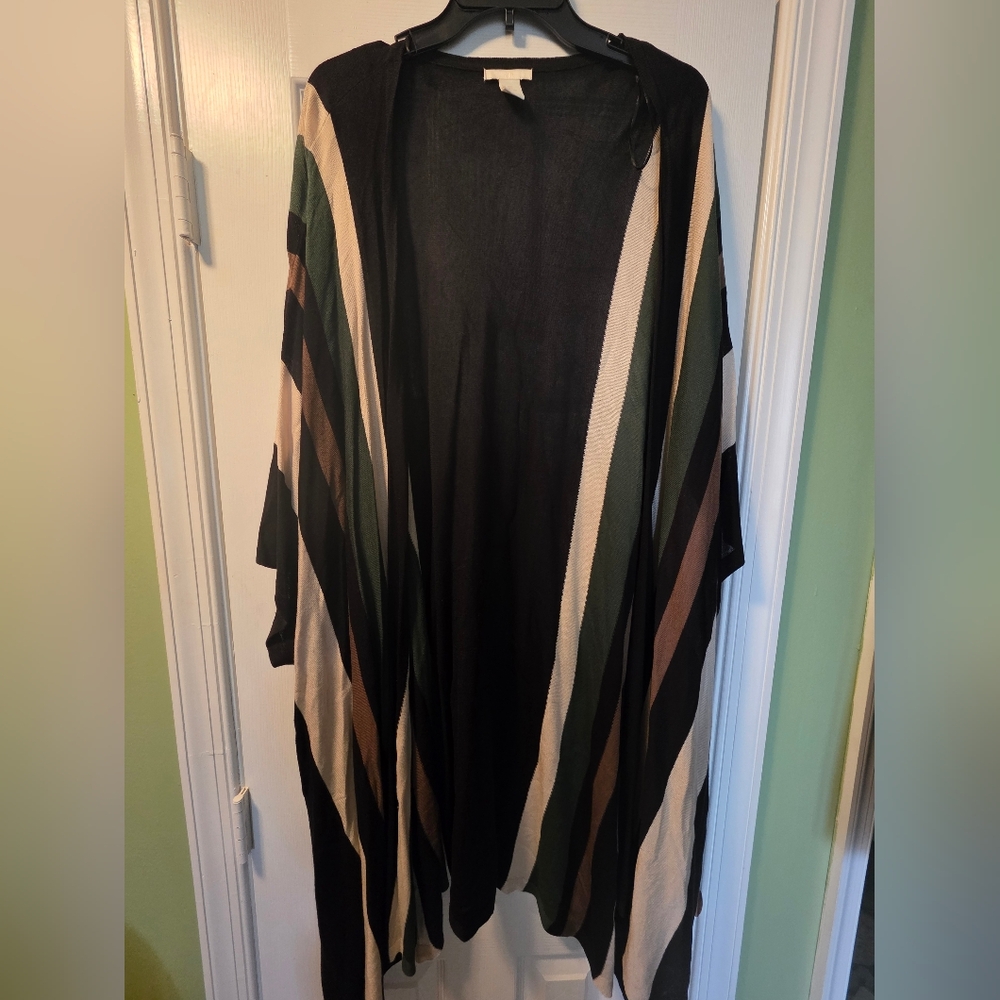 H&M Black and Multicolor Striped Maxi Sweater
